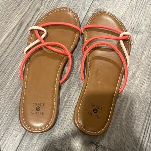 Strappy sandals with 2 different shades of pink - worn once size 7